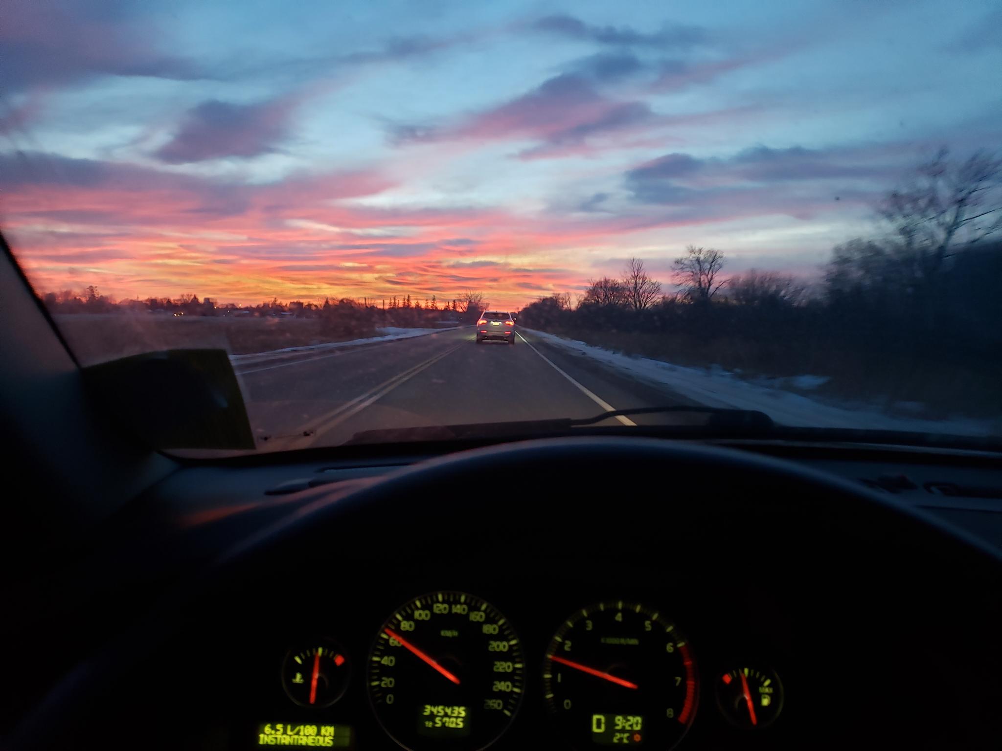 Driving into the sunset